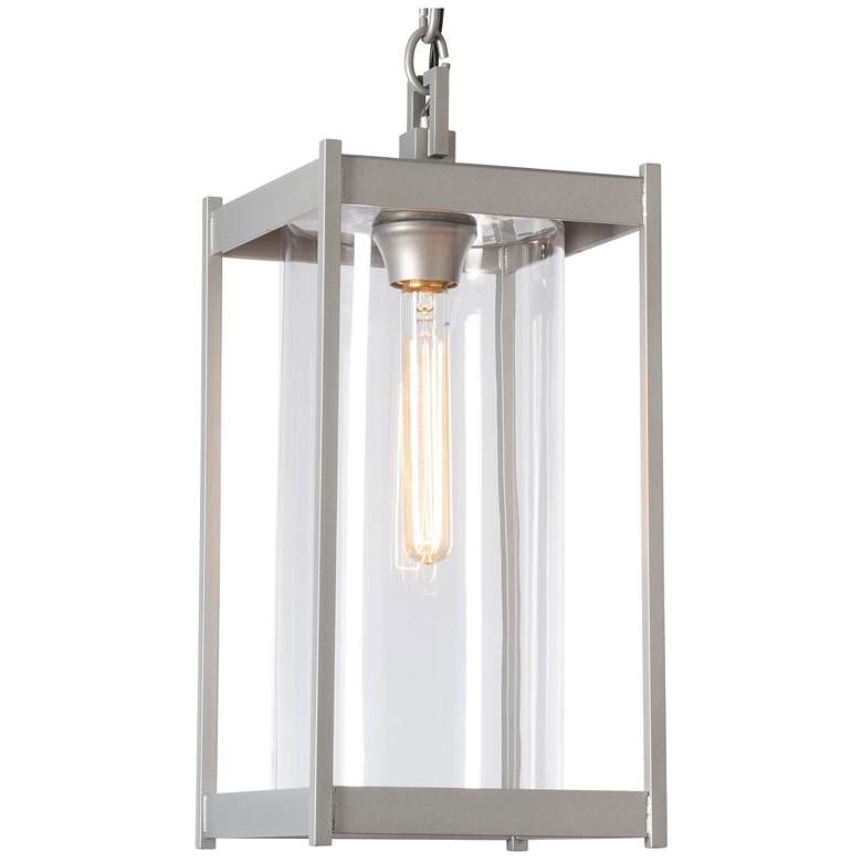Image 1 Cela 17.4" High Clear Glass Coastal Burnished Steel Outdoor Lantern