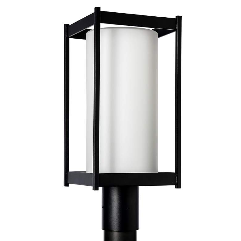 Image 2 Cela 18.6" High Opal Glass Coastal Black Outdoor Post Light more views