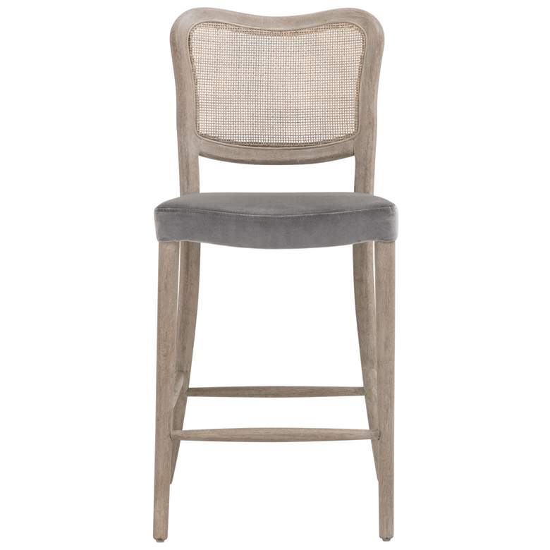 Image 1 Cela Counter Stool, Performance Dark Dove Velvet, Natural Gray Oak