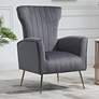 Cela Gray Velvet Fabric Wingback Chair