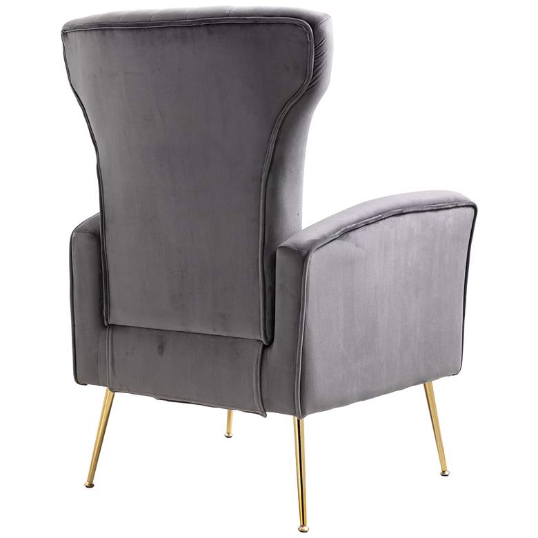 Image 5 Cela Gray Velvet Fabric Wingback Chair more views