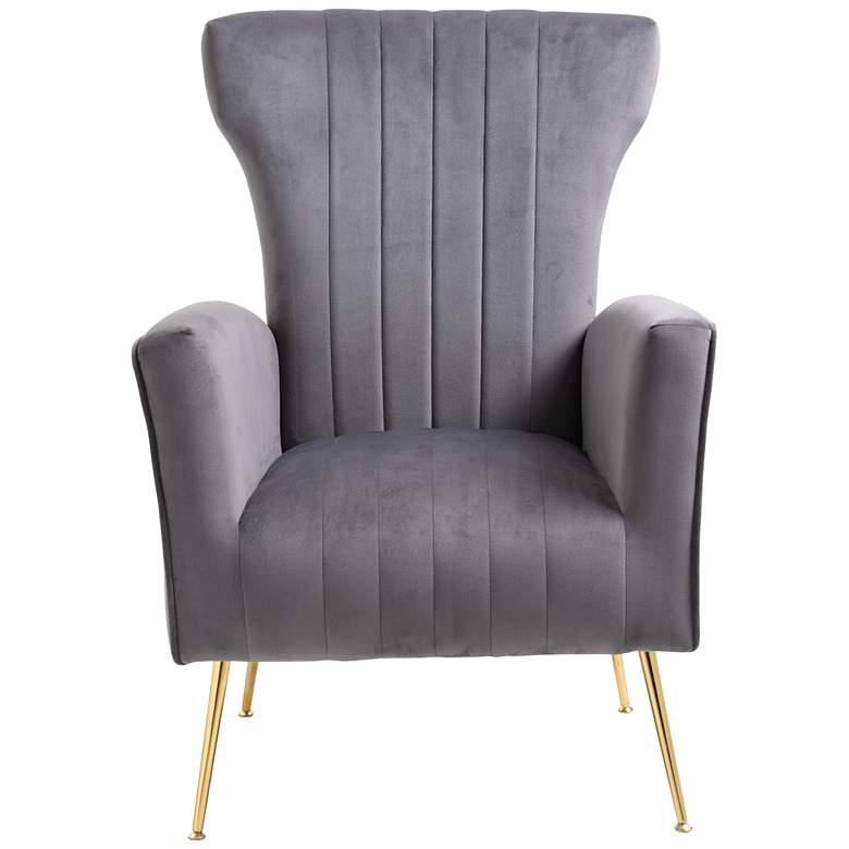 Image 7 Cela Gray Velvet Fabric Wingback Chair more views