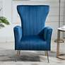 Cela Navy Blue Velvet Fabric Wingback Chair