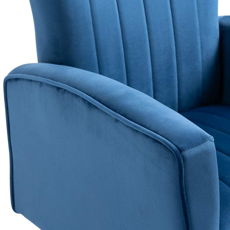 Image 3 Cela Navy Blue Velvet Fabric Wingback Chair more views