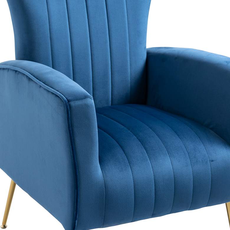 Image 5 Cela Navy Blue Velvet Fabric Wingback Chair more views