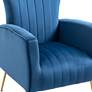 Cela Navy Blue Velvet Fabric Wingback Chair