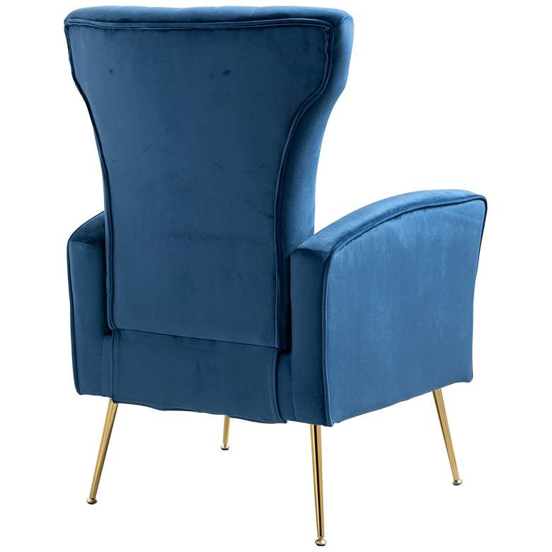 Image 6 Cela Navy Blue Velvet Fabric Wingback Chair more views