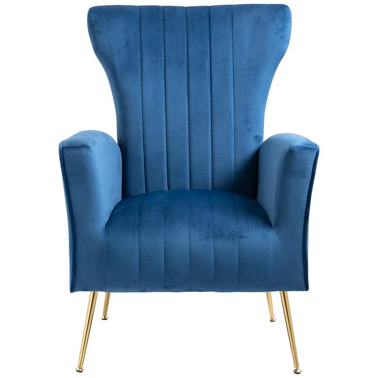 Image 7 Cela Navy Blue Velvet Fabric Wingback Chair more views