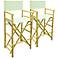 Celadon High Bamboo Director's Chairs Set of 2