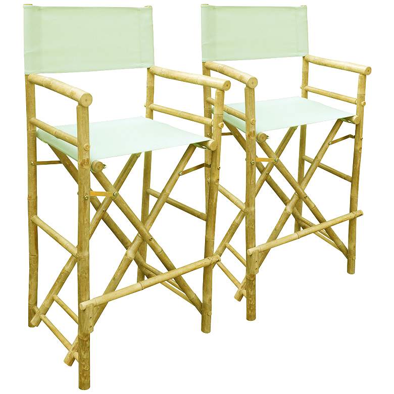 Image 1 Celadon High Bamboo Director&#39;s Chairs Set of 2