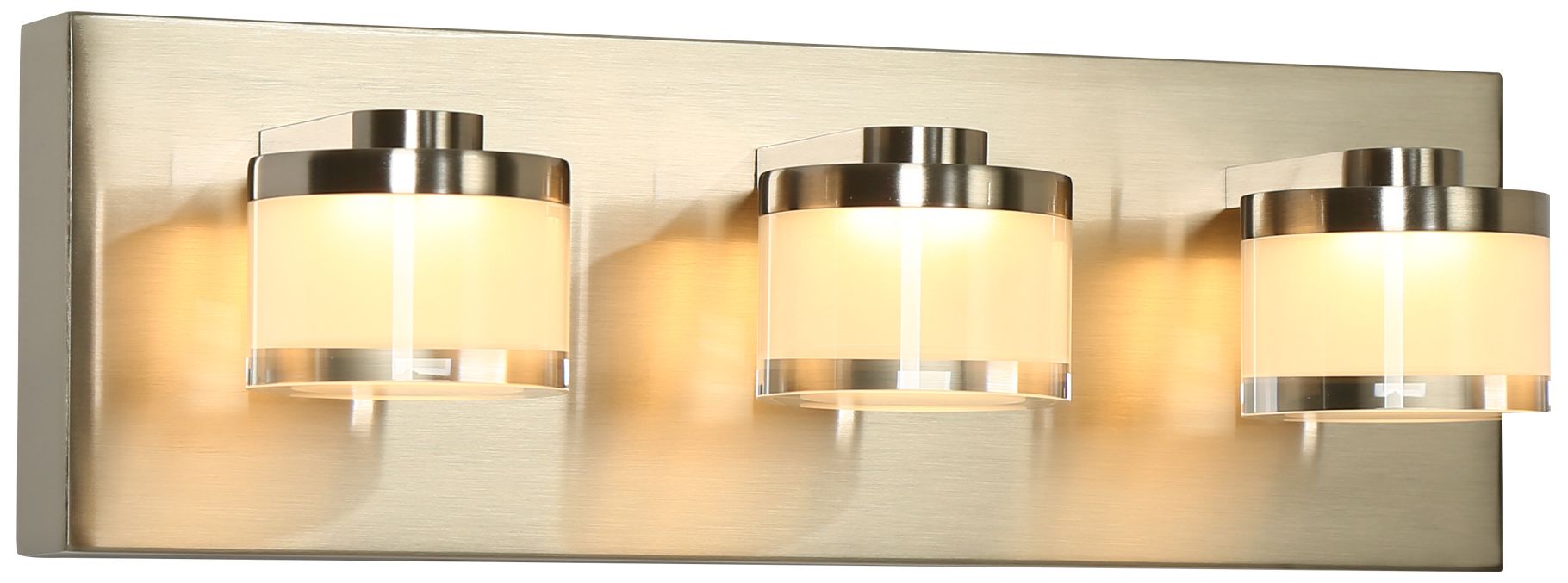Thumbnail1 of Celeris Modern Satin Nickel 14.2" 3-Light Integrated LED Bathroom Light