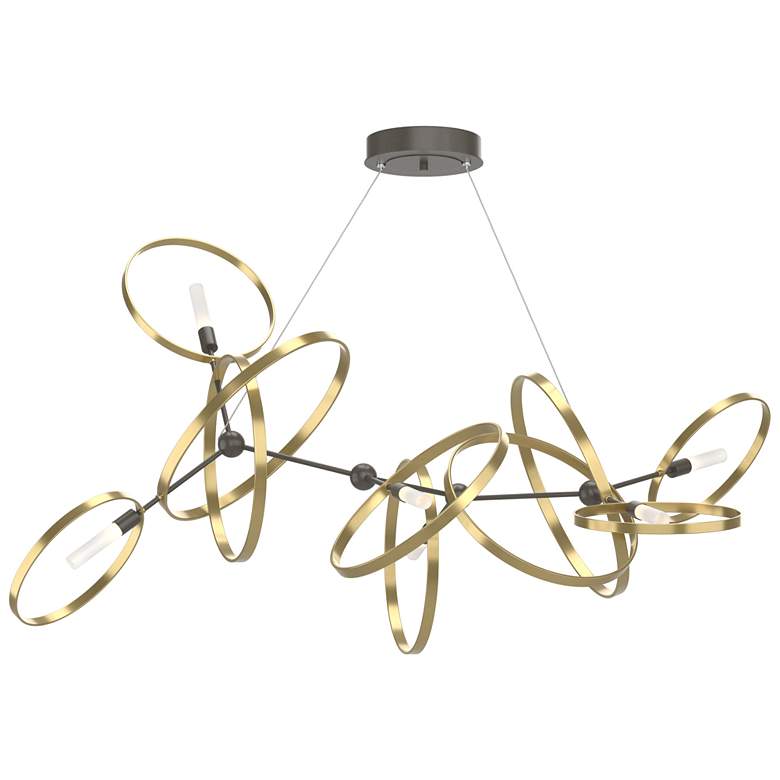 Image 1 Celesse 32"W Modern Brass Accented Dark Smoke Standard Pendant