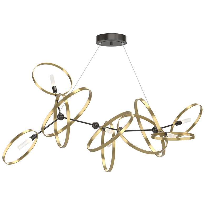 Image 1 Celesse 32 inchW Modern Brass Accented Oil Rubbed Bronze Standard Pendant