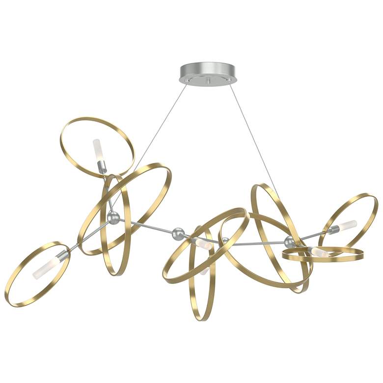 Image 1 Celesse 32"W Modern Brass Accented Vintage Platinum Standard Pendant