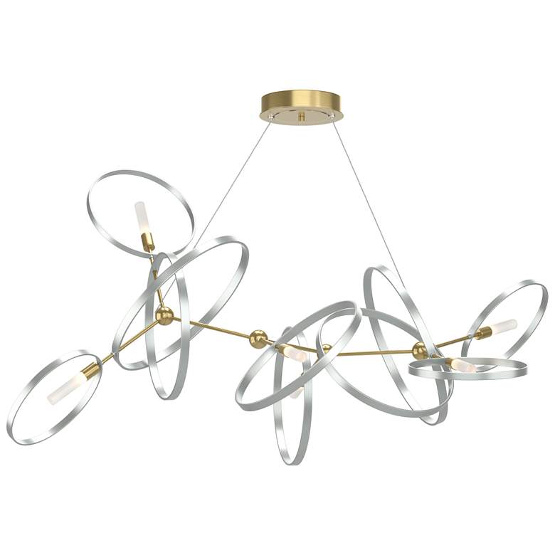 Image 1 Celesse 32"W Vintage Platinum Accented Modern Brass Standard Pendant