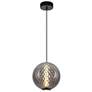 1_Celeste 11 3/4"W Gunmetal LED Mini Pendant with Smoke Shade