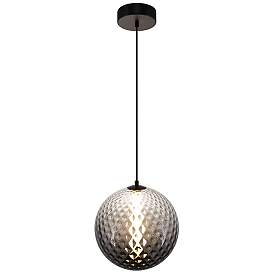 Image2 of Celeste 11 3/4"W Gunmetal LED Mini Pendant with Smoke Shade more views