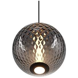 Image4 of Celeste 11 3/4"W Gunmetal LED Mini Pendant with Smoke Shade more views