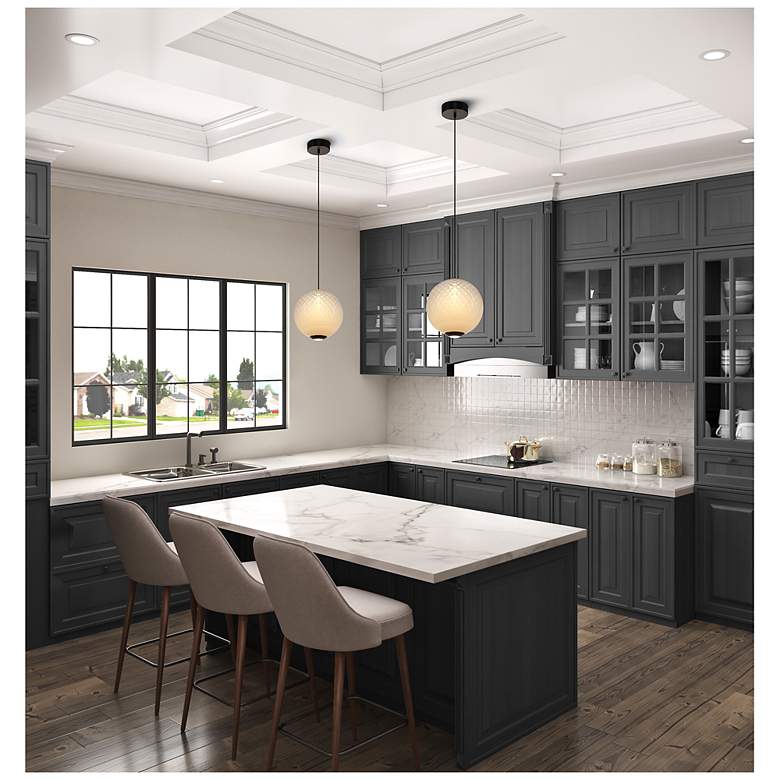 Image 6 Celeste 11 3/4"W Gunmetal LED Mini Pendant with White Shade more views
