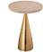 Celeste 15" Wide Gold and Pale Satin Ribbed Round Side Table