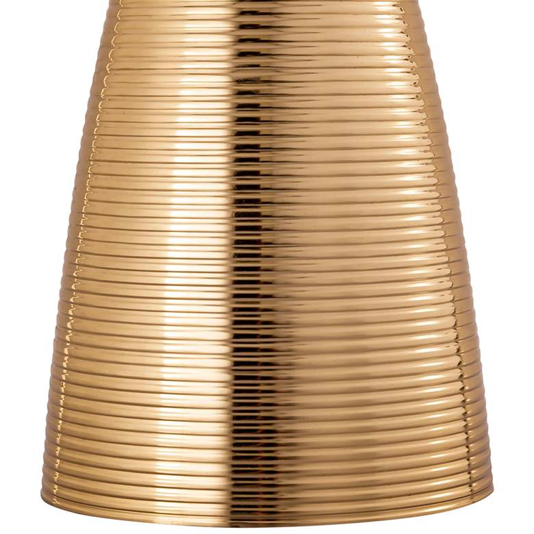 Image 5 Celeste 15" Wide Gold and Pale Satin Ribbed Round Side Table more views