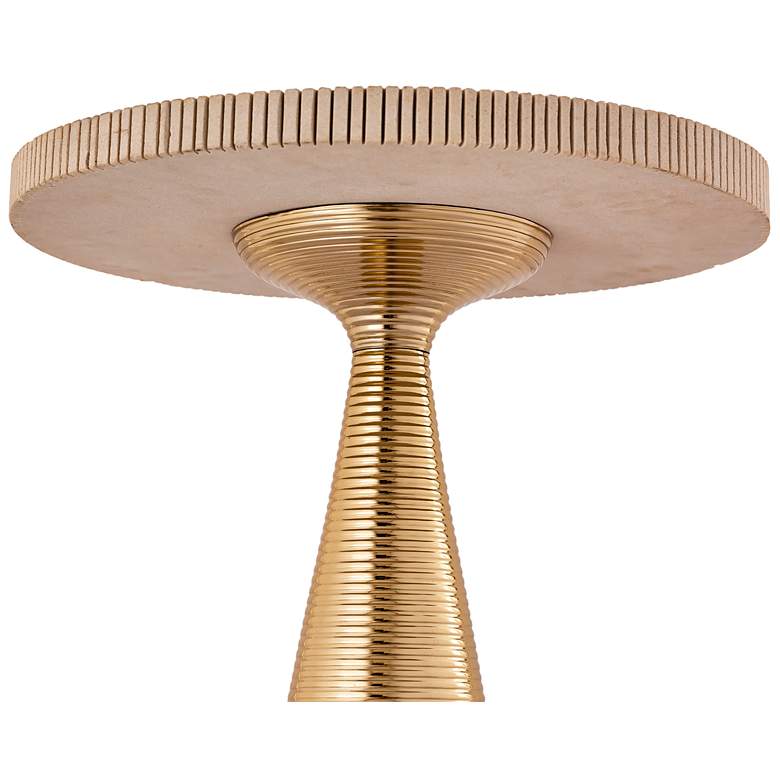 Image 6 Celeste 15" Wide Gold and Pale Satin Ribbed Round Side Table more views