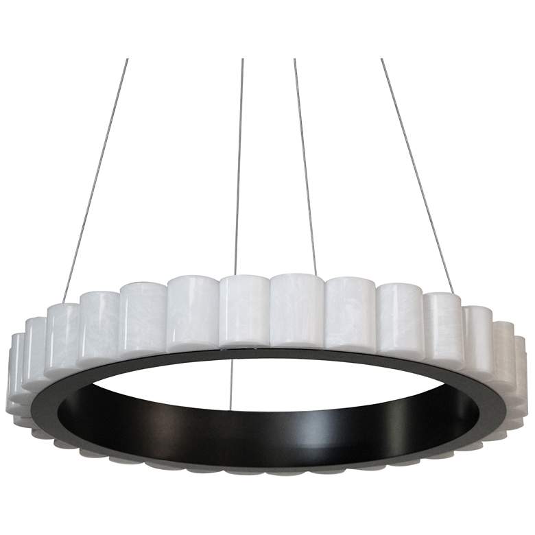 Image 1 Celeste 24" Wide Matte Black Finish Chandelier w/ Alabaster Shade