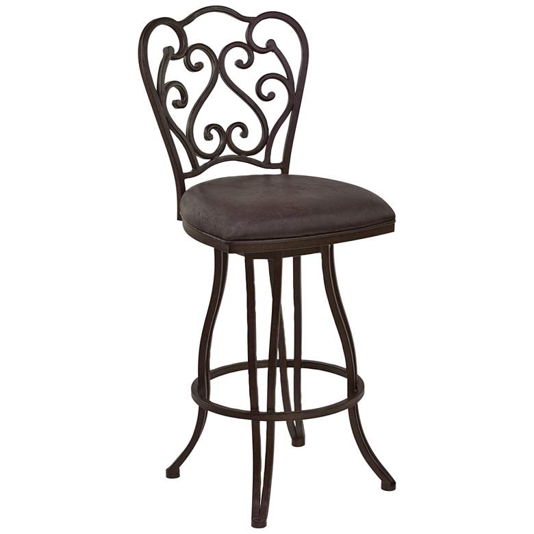 Image 1 Celeste 26 in. Swivel Barstool in Bandero Espresso Fabric and Auburn Bay