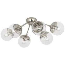 Celeste 30.5"W Polished Nickel Flush Mount With Constellation Globes