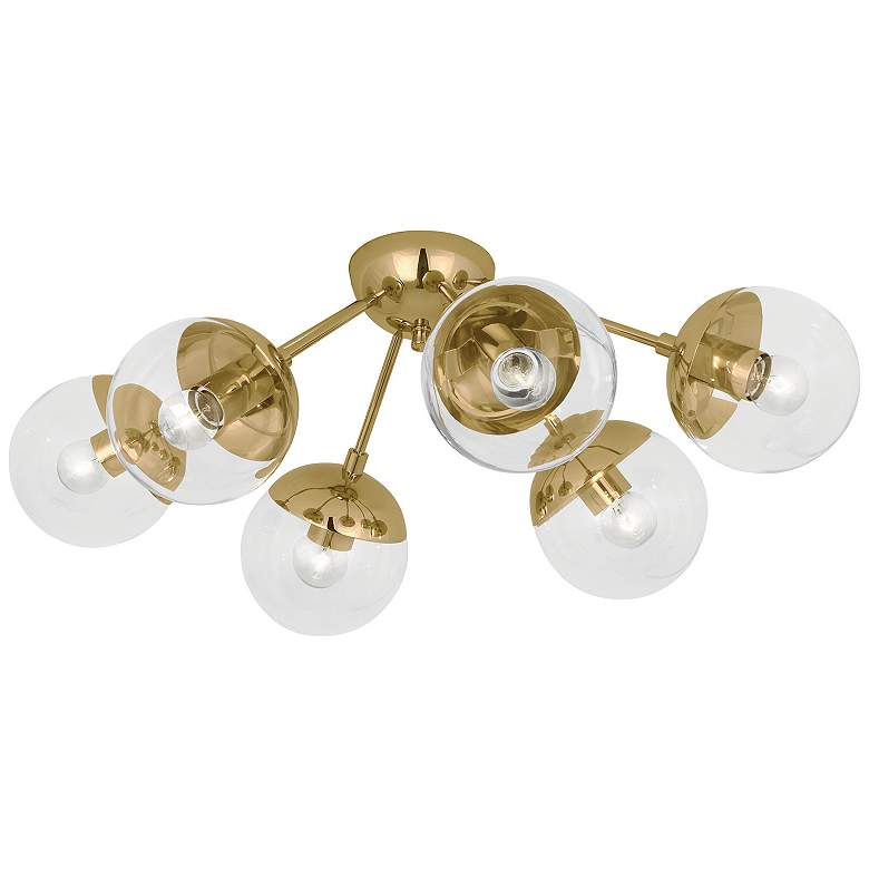 Image 1 Celeste 30.5" Wide Modern Brass Flush Mount With Constellation Globes