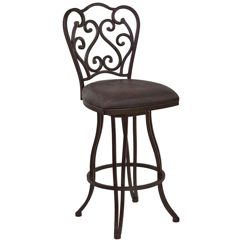 Image 1 Celeste 30 in. Swivel Barstool in Bandero Espresso Fabric and Auburn Bay