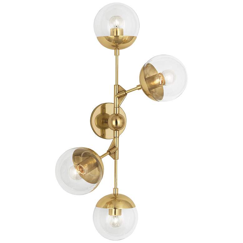 Image 1 Celeste 31.5" High Modern Brass Wall Sconce With Constellation Globes