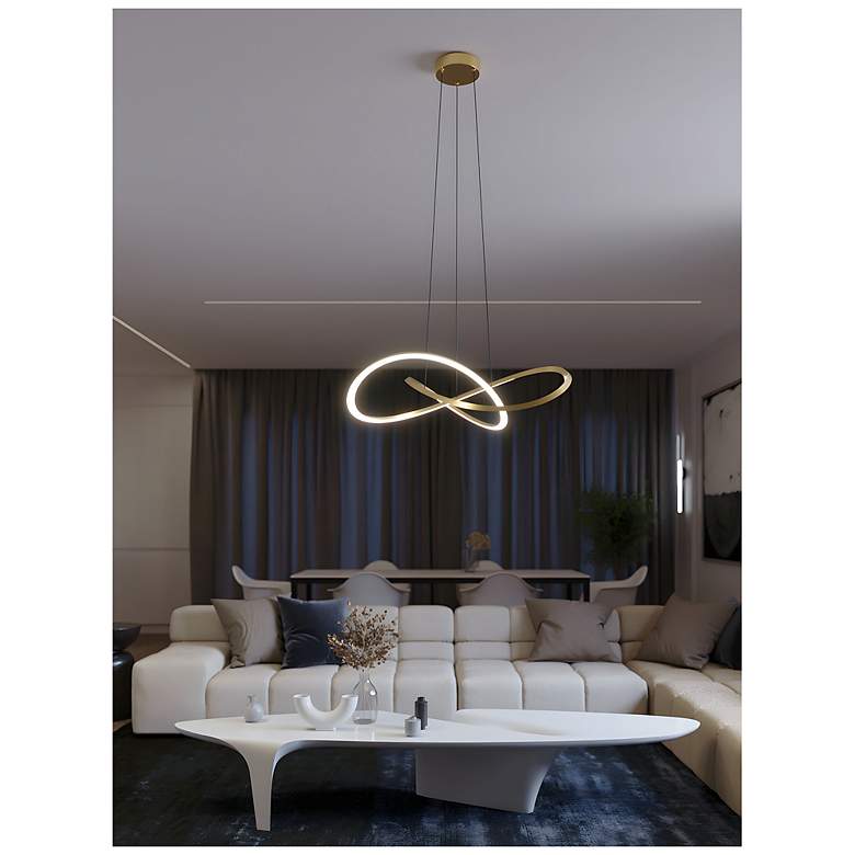 Image 2 Celeste 31 1/2" Wide Antique Brass LED Pendant Light more views