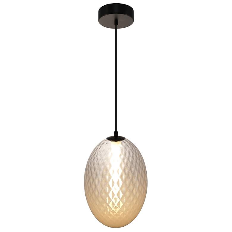 Image 3 Celeste 9.8" Wide Gunmetal Pendant w/ White Ombre Shade more views
