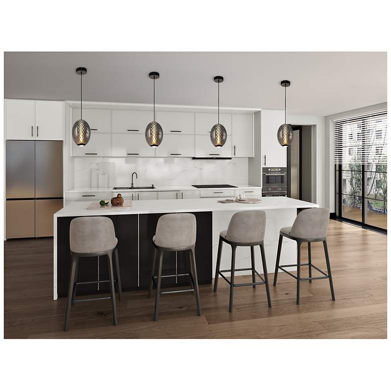 Image 6 Celeste 9 3/4" Wide Gunmetal LED Mini Pendant w/ Smoke Shade more views