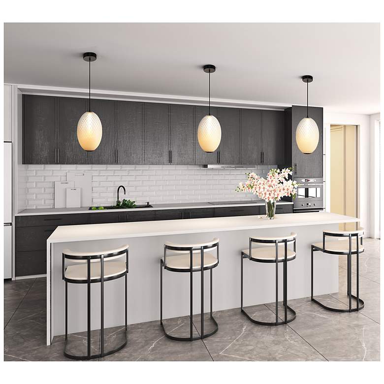 Image 7 Celeste 9 3/4" Wide Gunmetal LED Mini Pendant w/ White Shade more views