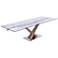Celeste Clear Glass Top Walnut Wood Extendable Dining Table