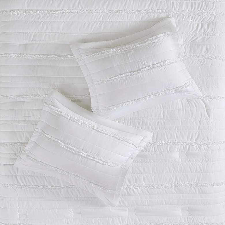 Image 4 Celeste White Cotton Queen 5-Piece Comforter Set more views