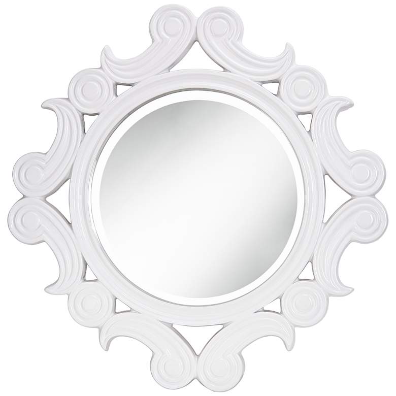 Image 1 Celeste White Gloss 30 inchx30 inch Scalloped Wall Mirror