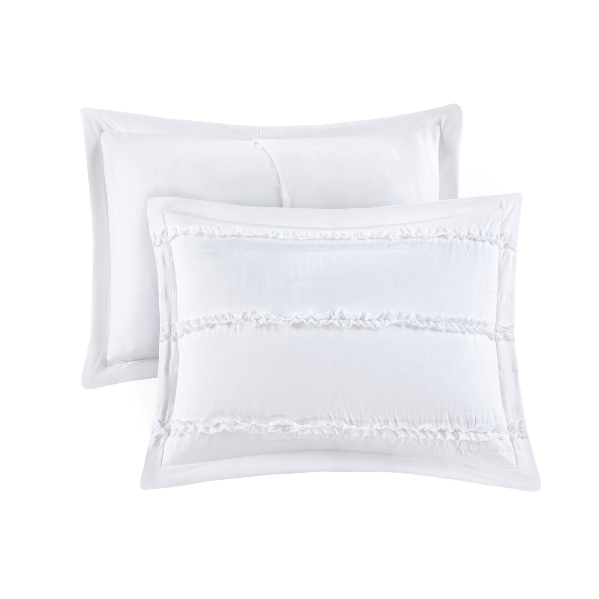 Celeste White Microfiber Ruffled Queen 5-Piece Comforter Set