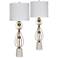 Celester Antique Brass and White Marble Table Lamps Set of 2
