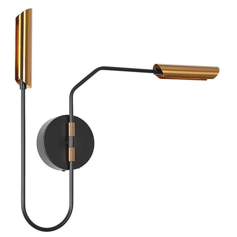 Image 1 Celestiacone 19 1/2" High Black and Brass 2-Light LED Sconce