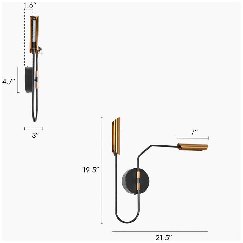 Image 3 Celestiacone 19 1/2" High Black and Brass 2-Light LED Sconce more views