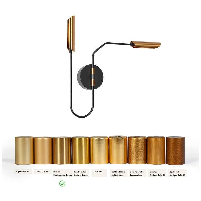 Image 5 Celestiacone 19 1/2" High Black and Brass 2-Light LED Sconce more views