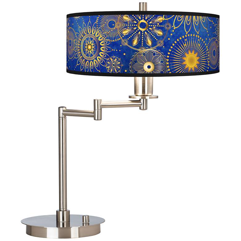 Image 1 Celestial Blue Giclee Brushed Nickel Swing Arm LED Desk Lamp
