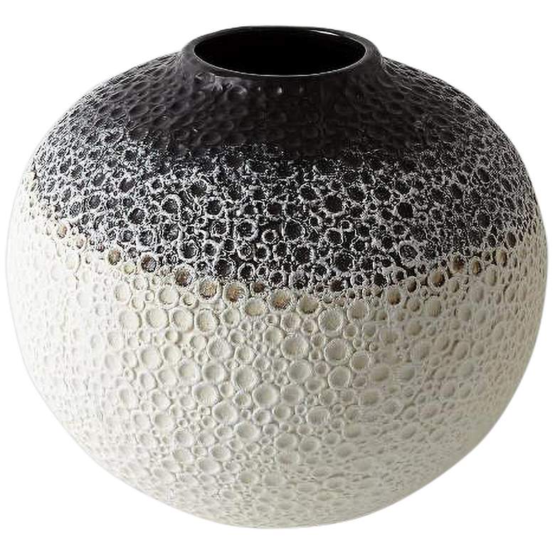 Celestial Matte Black and White 13 1/2&quot; High Modern Decorative Vase