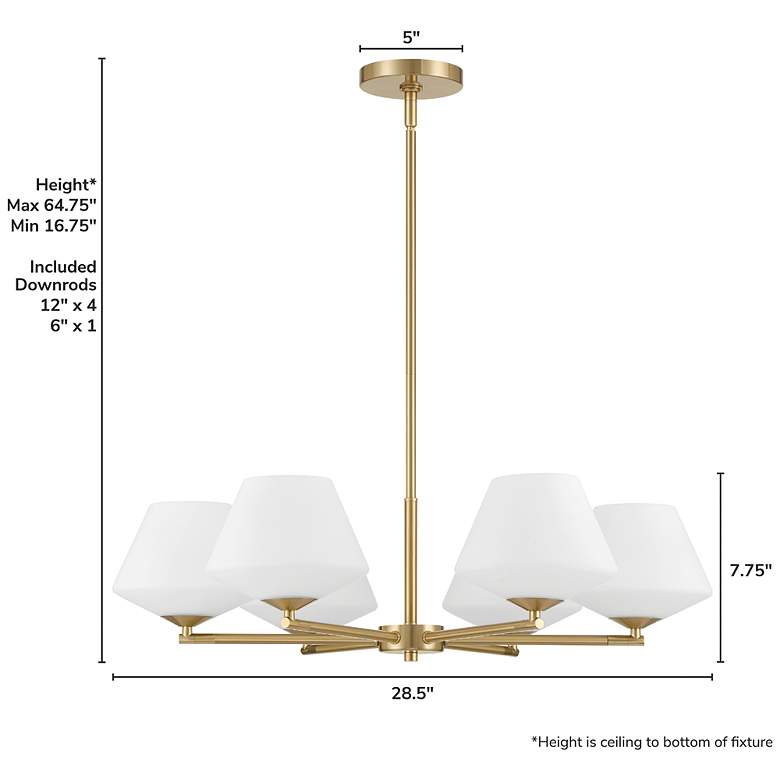 Image 4 Celestial Valley Alturas Gold with Cased White Glass 6 Light Chandelier more views