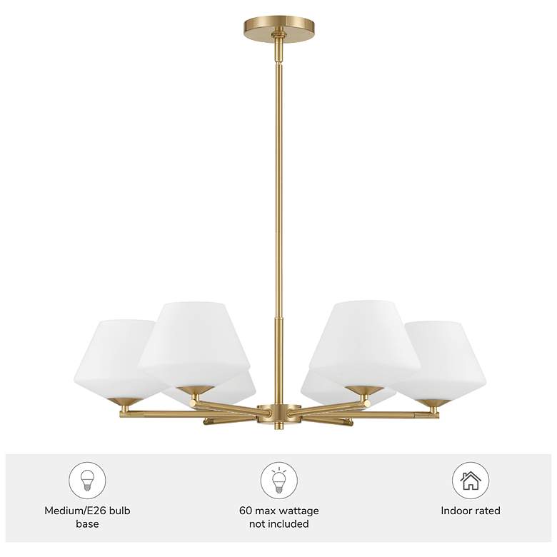 Image 5 Celestial Valley Alturas Gold with Cased White Glass 6 Light Chandelier more views