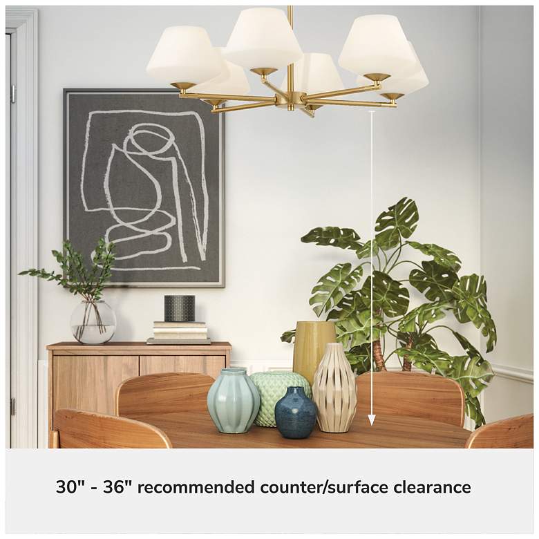 Image 7 Celestial Valley Alturas Gold with Cased White Glass 6 Light Chandelier more views