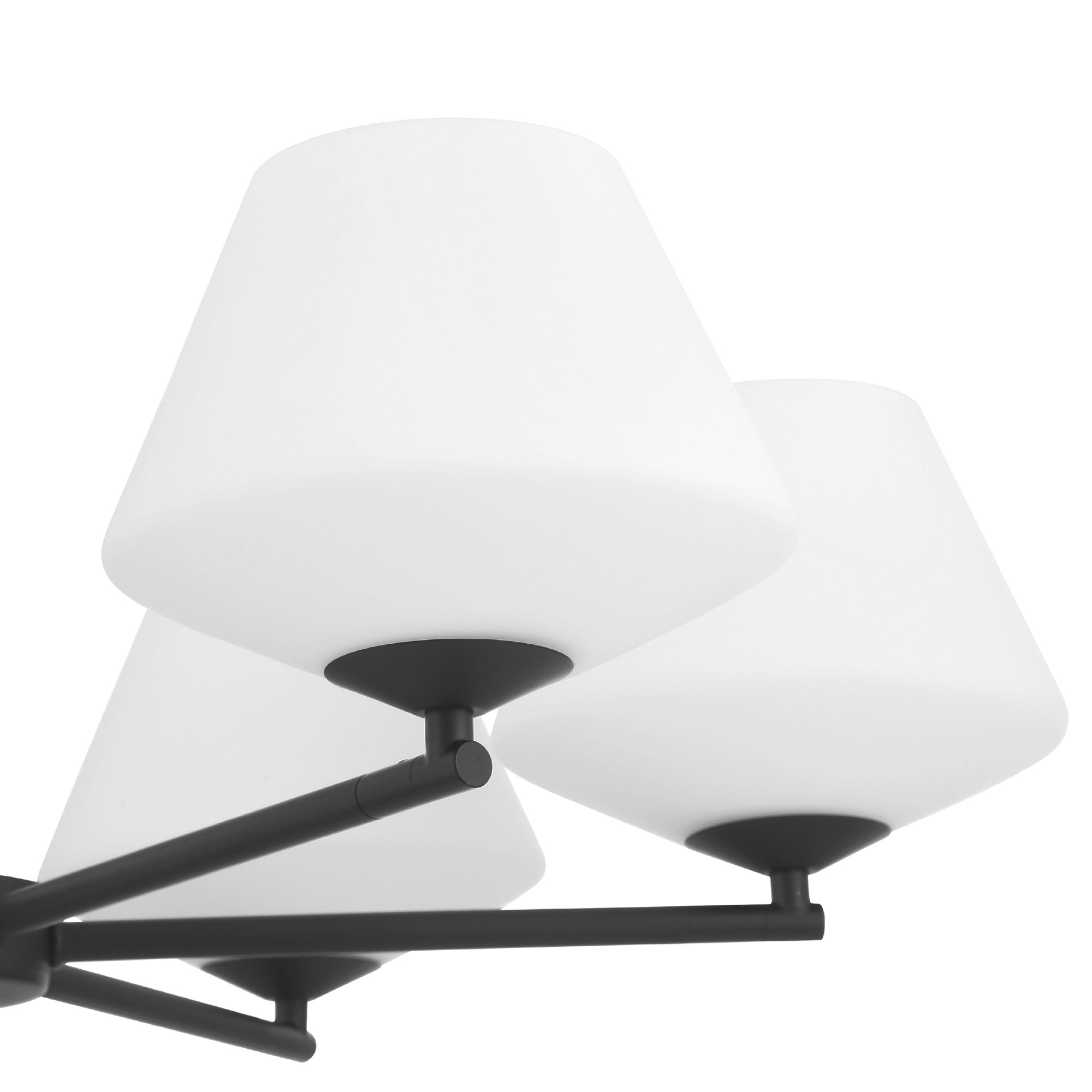 Celestial Valley Matte Black with Cased White Glass 6 Light Chandelier